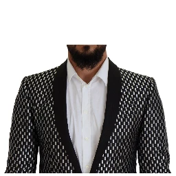 Black White Silk MARTINI Slim Fit Suit
