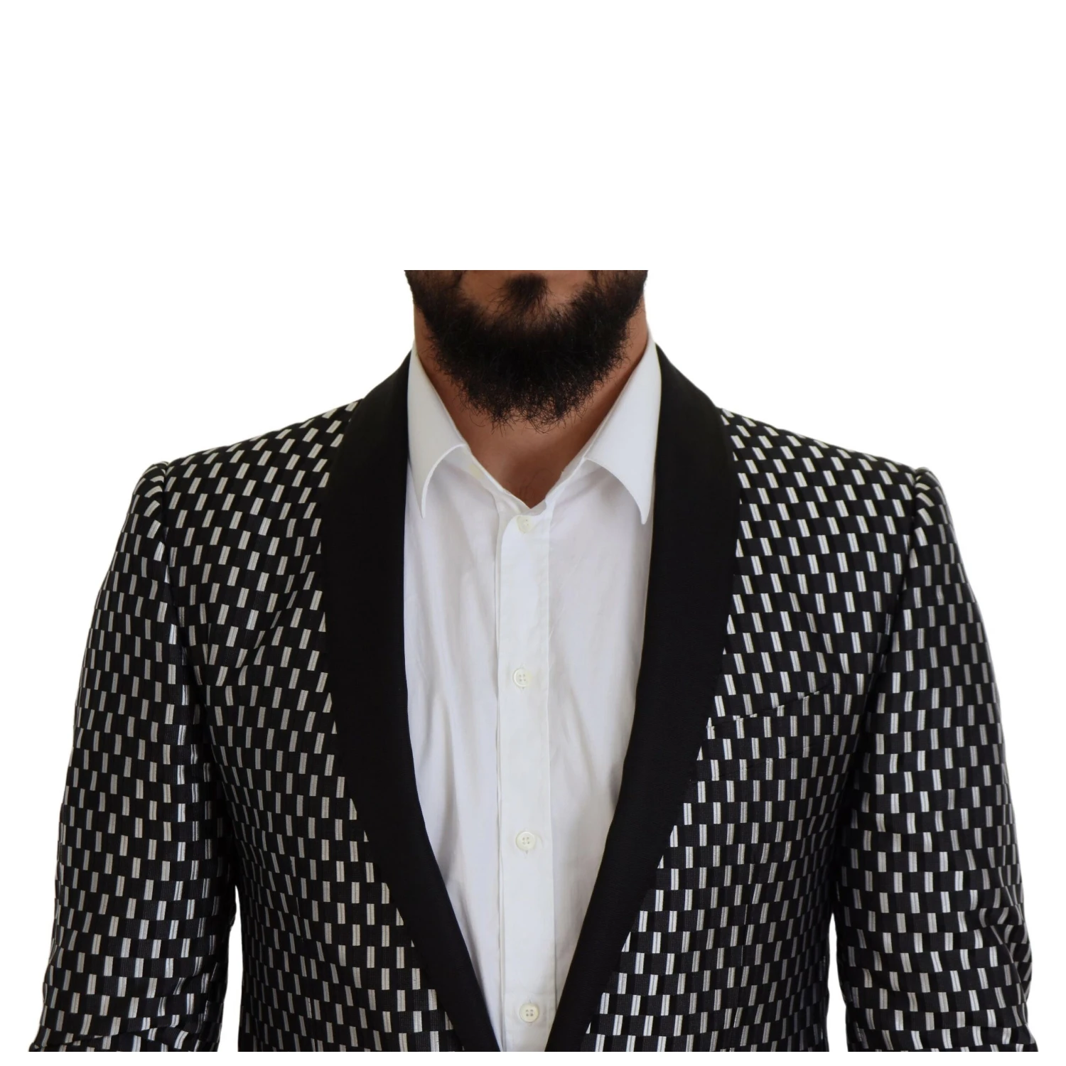 Black White Silk MARTINI Slim Fit Suit