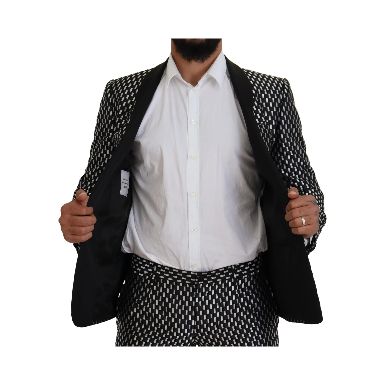 Black White Silk MARTINI Slim Fit Suit