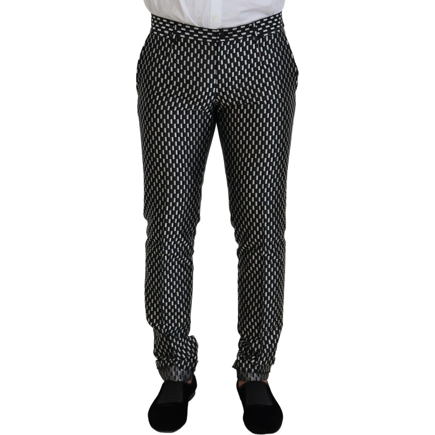 Black White Silk MARTINI Slim Fit Suit