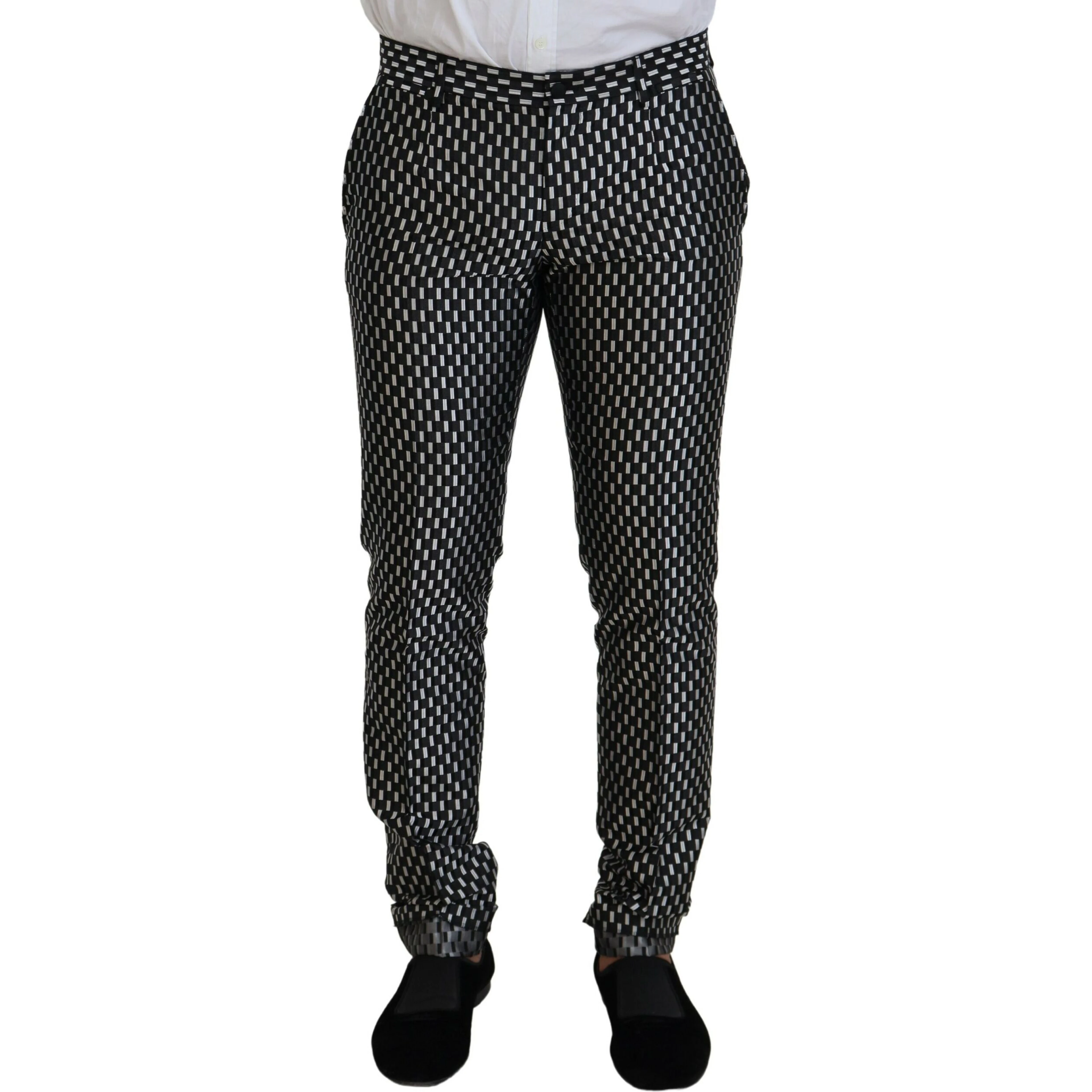 Black White Silk MARTINI Slim Fit Suit