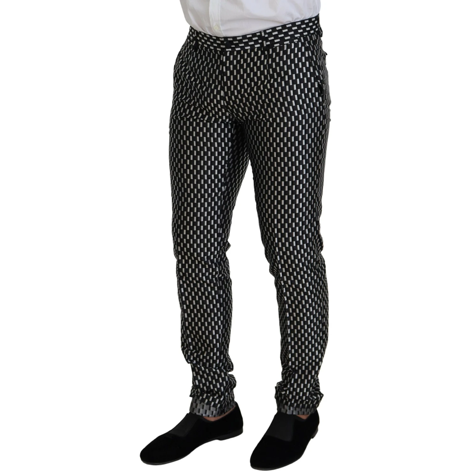 Black White Silk MARTINI Slim Fit Suit
