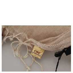 Beige Cotton Shawl Foulard Fringe Scarf