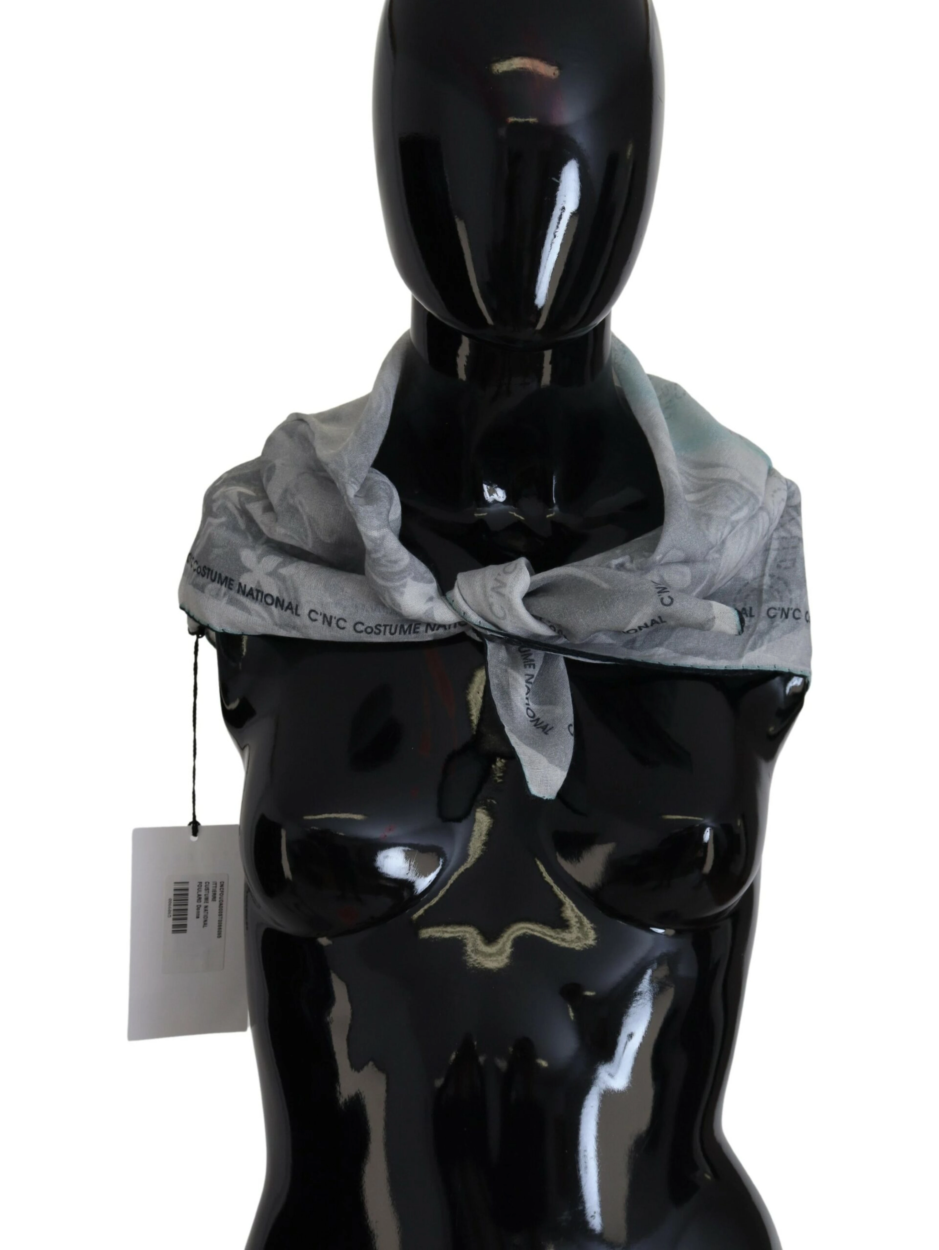 Gray Print Shawl Foulard Branded Scarf