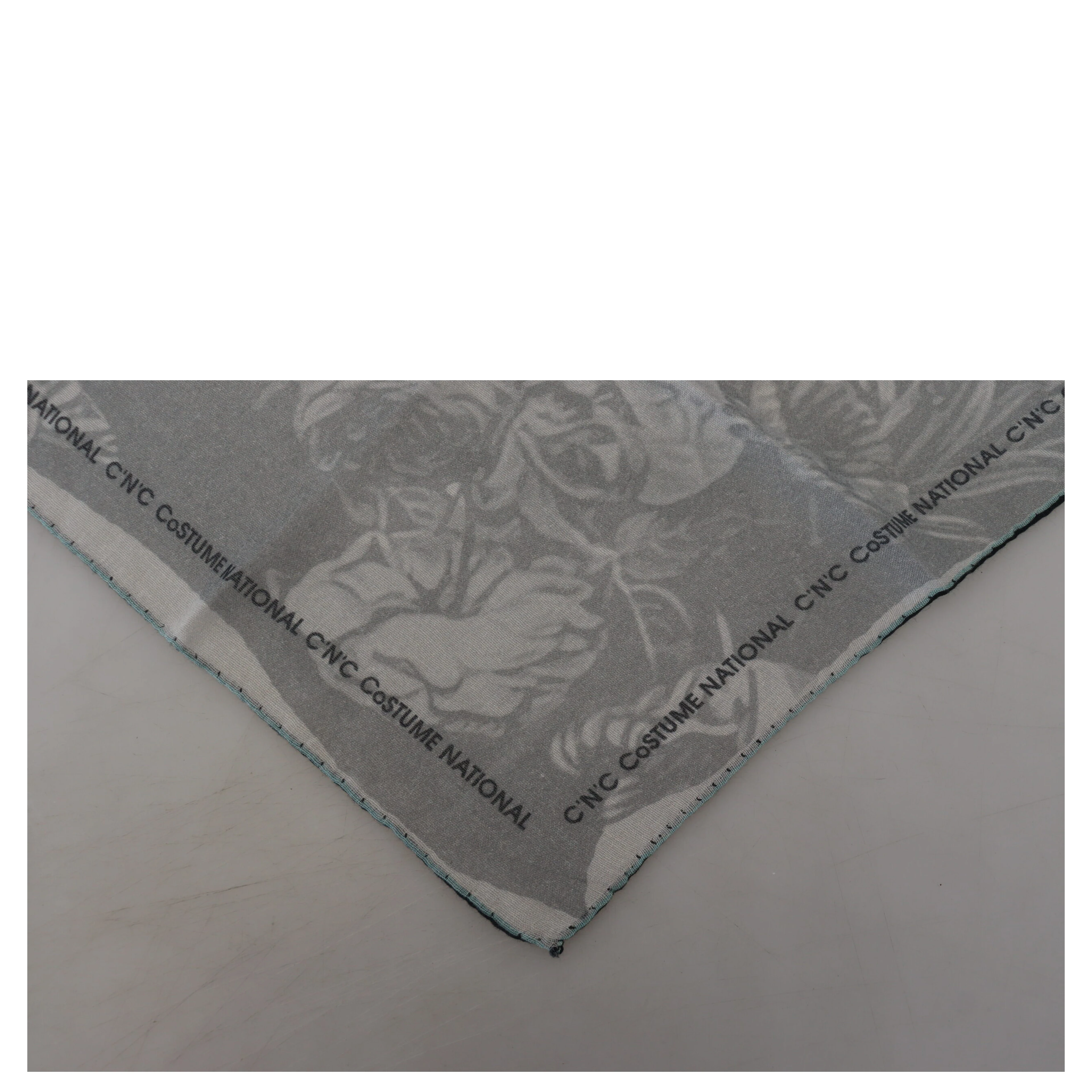 Gray Print Shawl Foulard Branded Scarf