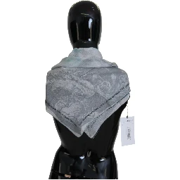 Gray Print Shawl Foulard Branded Scarf