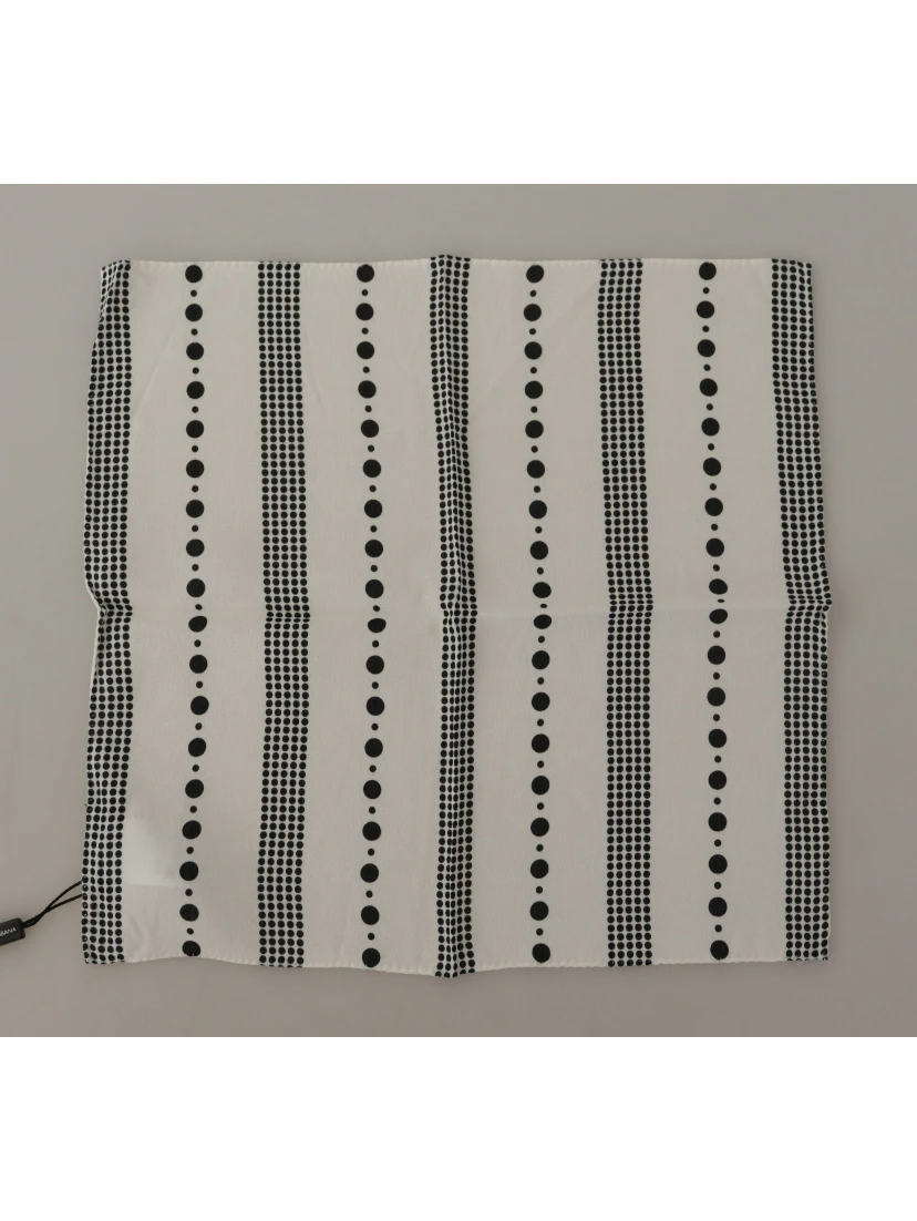 White Dotted Stripes Square Handkerchief Viscose Scarf