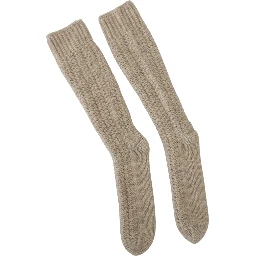 Beige Wool Knit Calf Long Women Socks