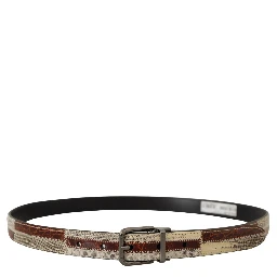 Multicolor Exotic Leather Patchwork Metal Belt