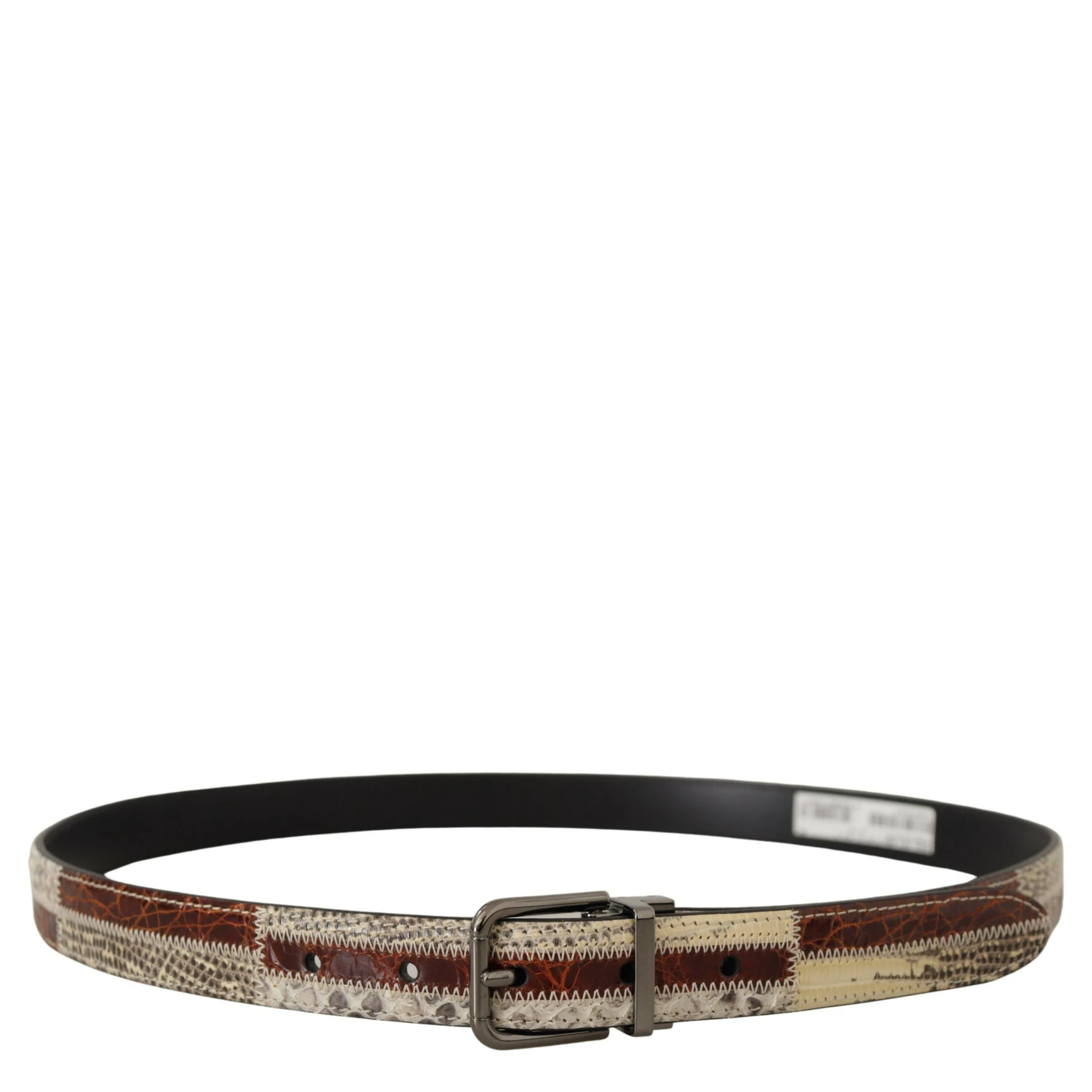 Multicolor Exotic Leather Patchwork Metal Belt