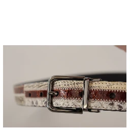 Multicolor Exotic Leather Patchwork Metal Belt