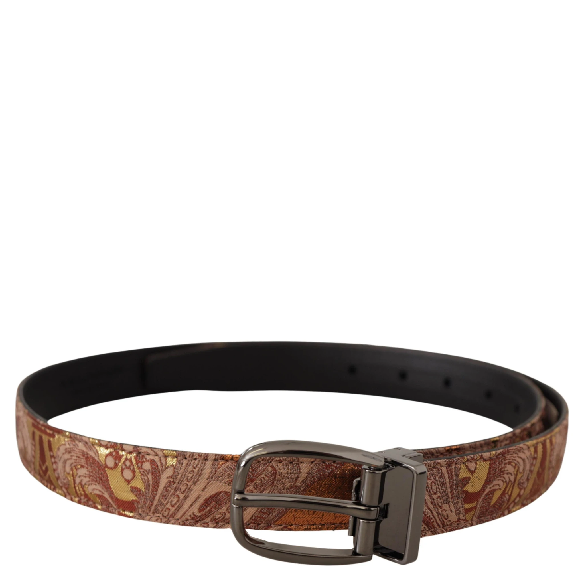 Multicolor Embossed Leather Black Metal Buckle Belt