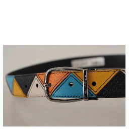 Multicolor Leather Silver Tone Logo Buckle Belt