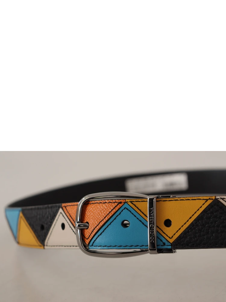 Multicolor Leather Silver Tone Logo Buckle Belt alternative