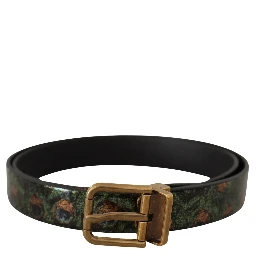 Multicolor Leather Vernice Pavone Bronze Metal Belt