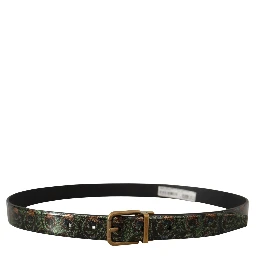 Multicolor Leather Vernice Pavone Bronze Metal Belt