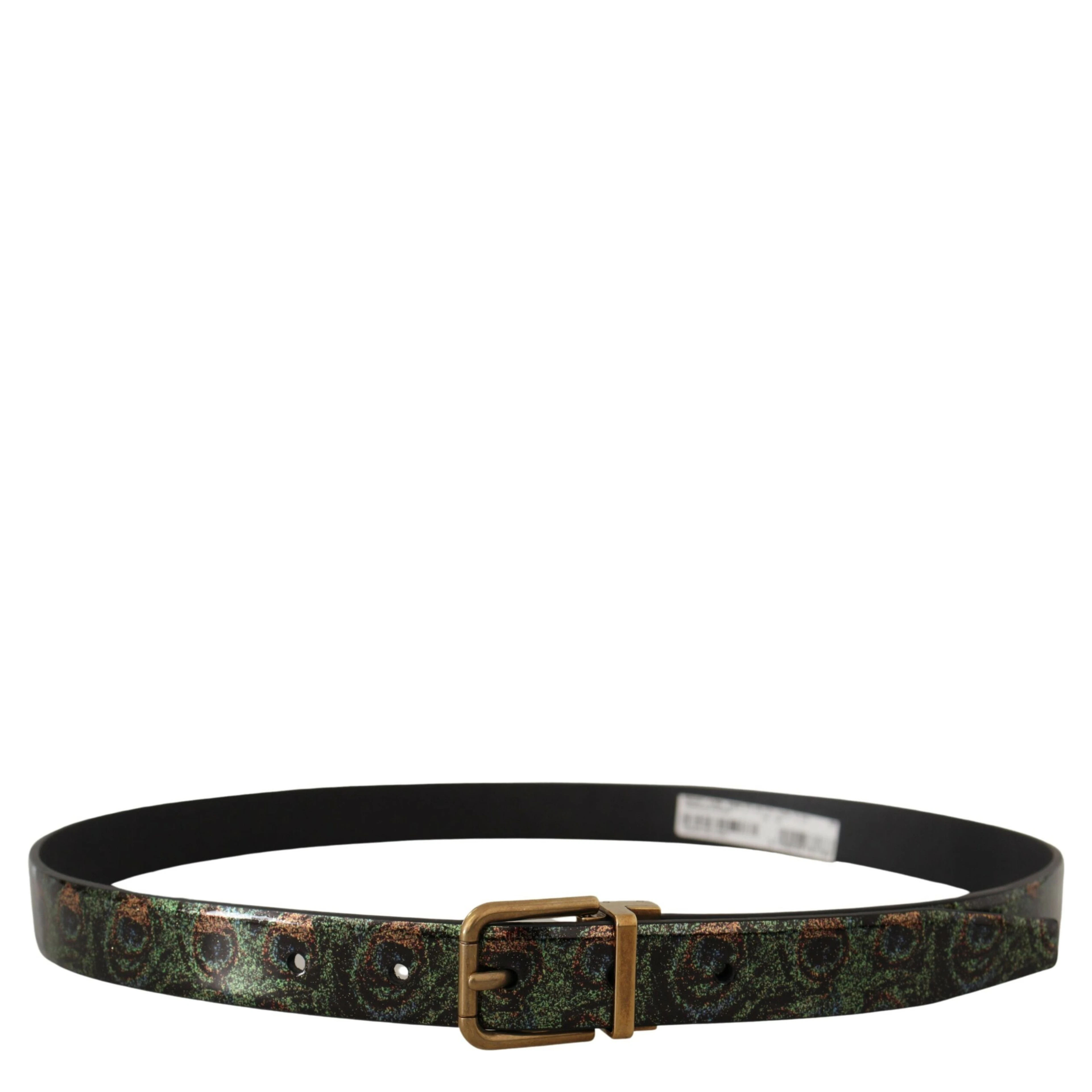 Multicolor Leather Vernice Pavone Bronze Metal Belt