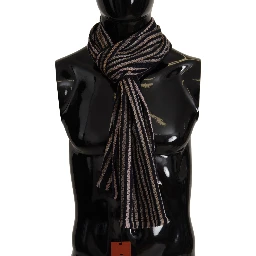 Multicolor Stripes Wool Knit Fringe Shawl Scarf