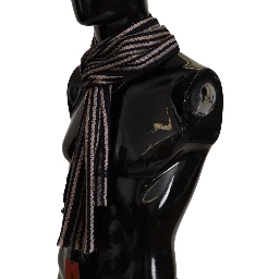 Multicolor Stripes Wool Knit Fringe Shawl Scarf