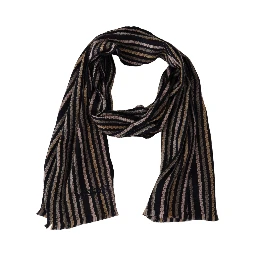 Multicolor Stripes Wool Knit Fringe Shawl Scarf