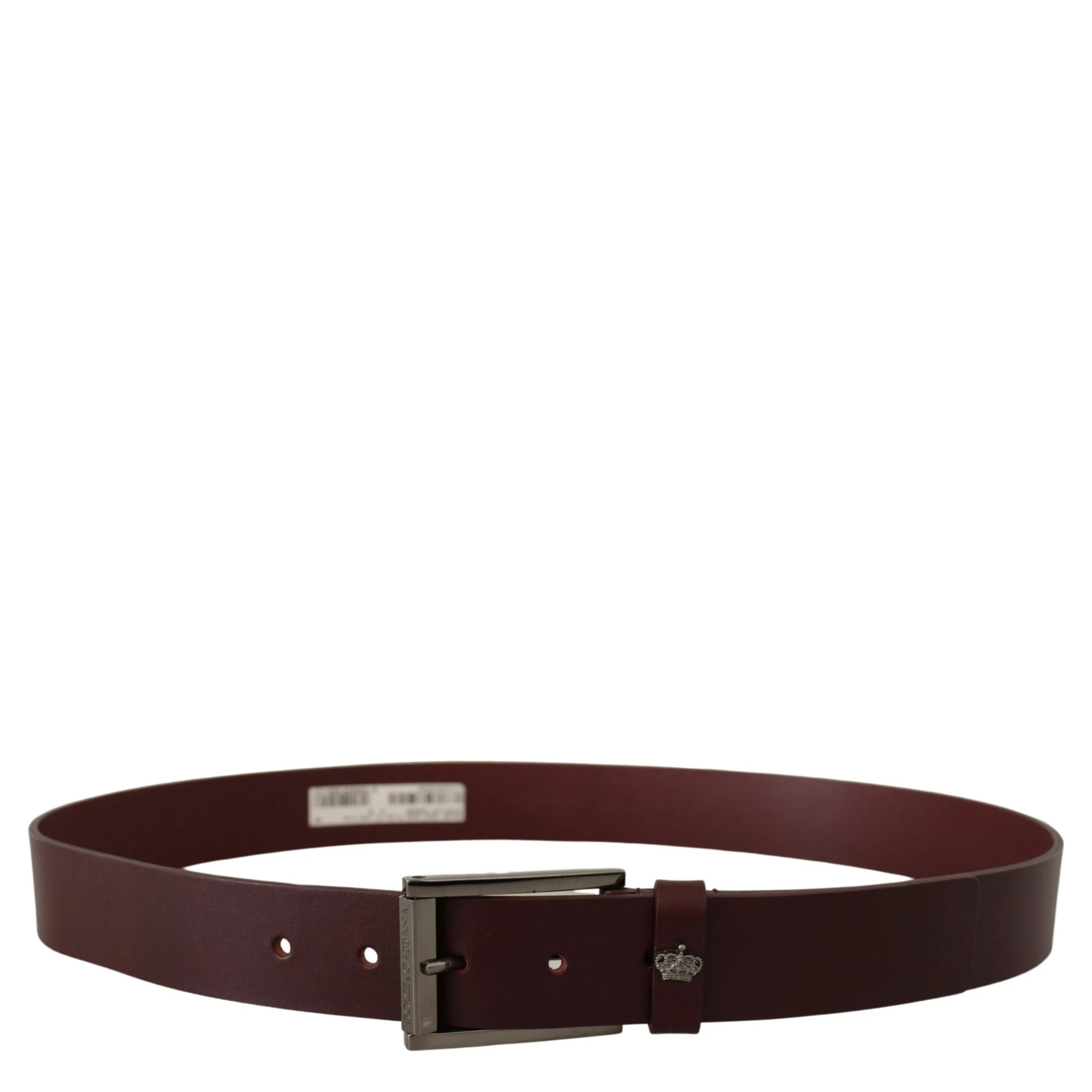 Brown Leather Silver Metal Crown Buckle Belt