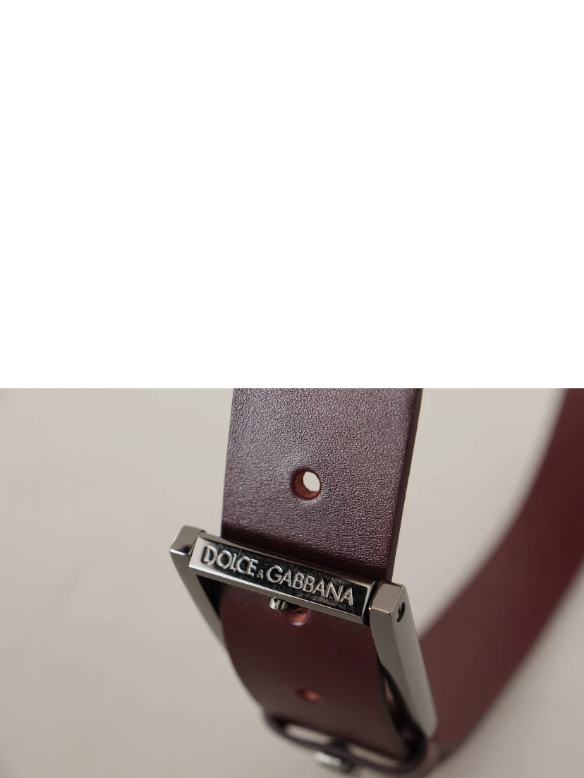 Brown Leather Silver Metal Crown Buckle Belt
