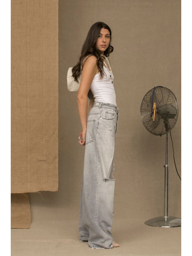 Gray Cotton Jeans & Pant
