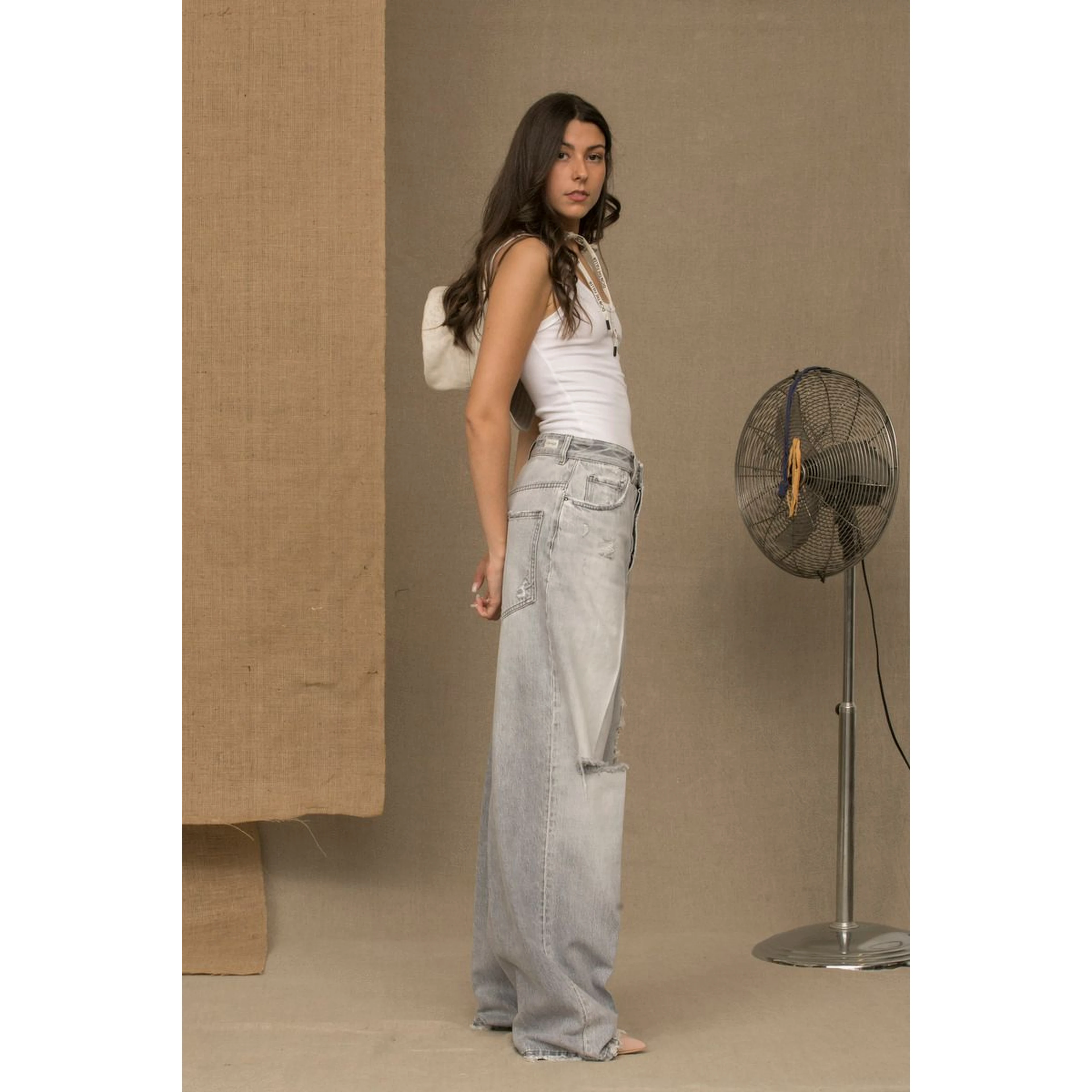 Gray Cotton Jeans & Pant