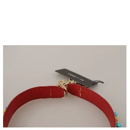 Beige Python Leather Crystals Shoulder Strap