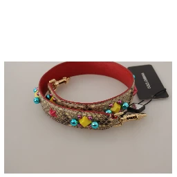 Beige Python Leather Crystals Shoulder Strap