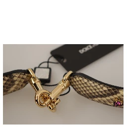 Beige Exotic Leather Crystals Reversible Shoulder Strap