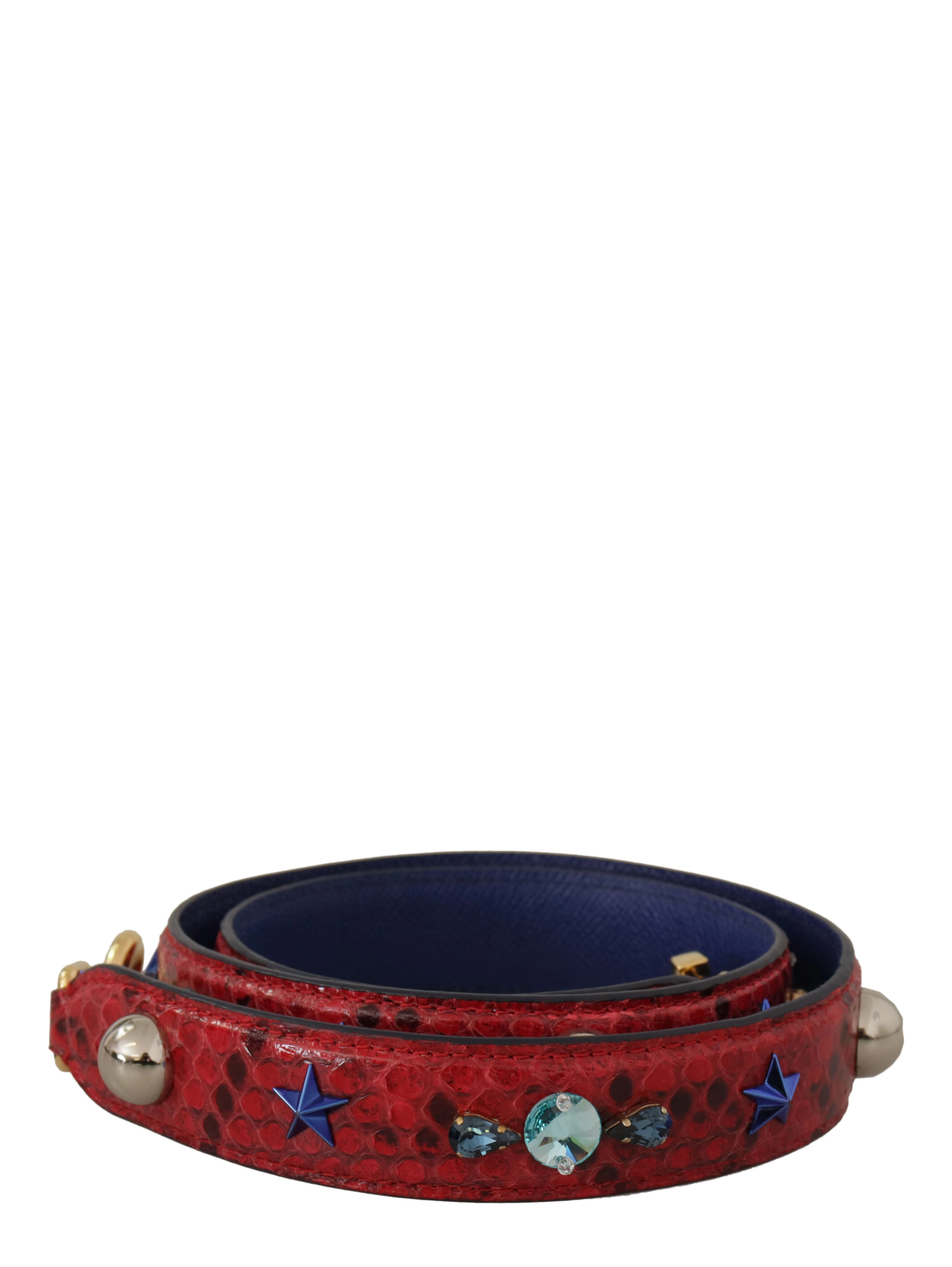 Red Exotic Leather Crystals Shoulder Strap
