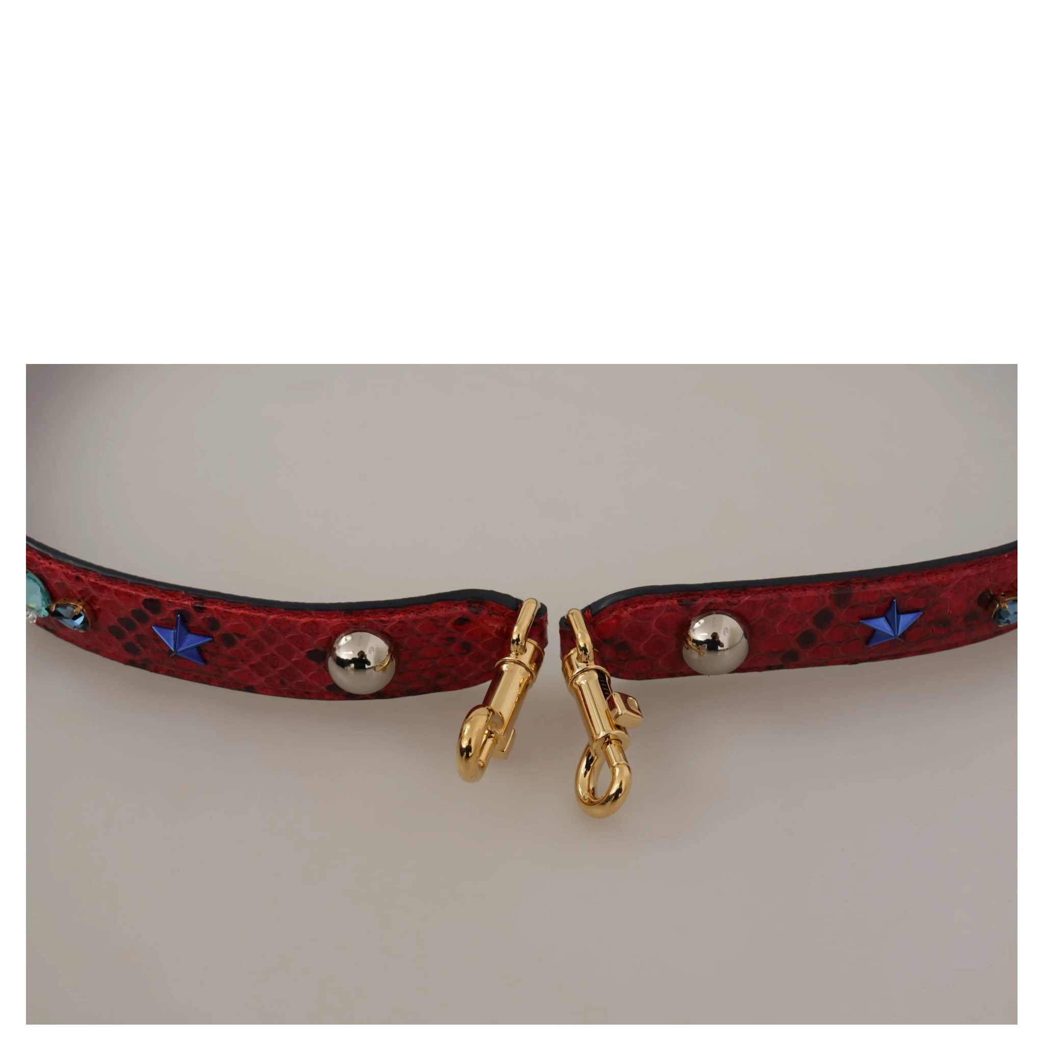 Red Exotic Leather Crystals Shoulder Strap