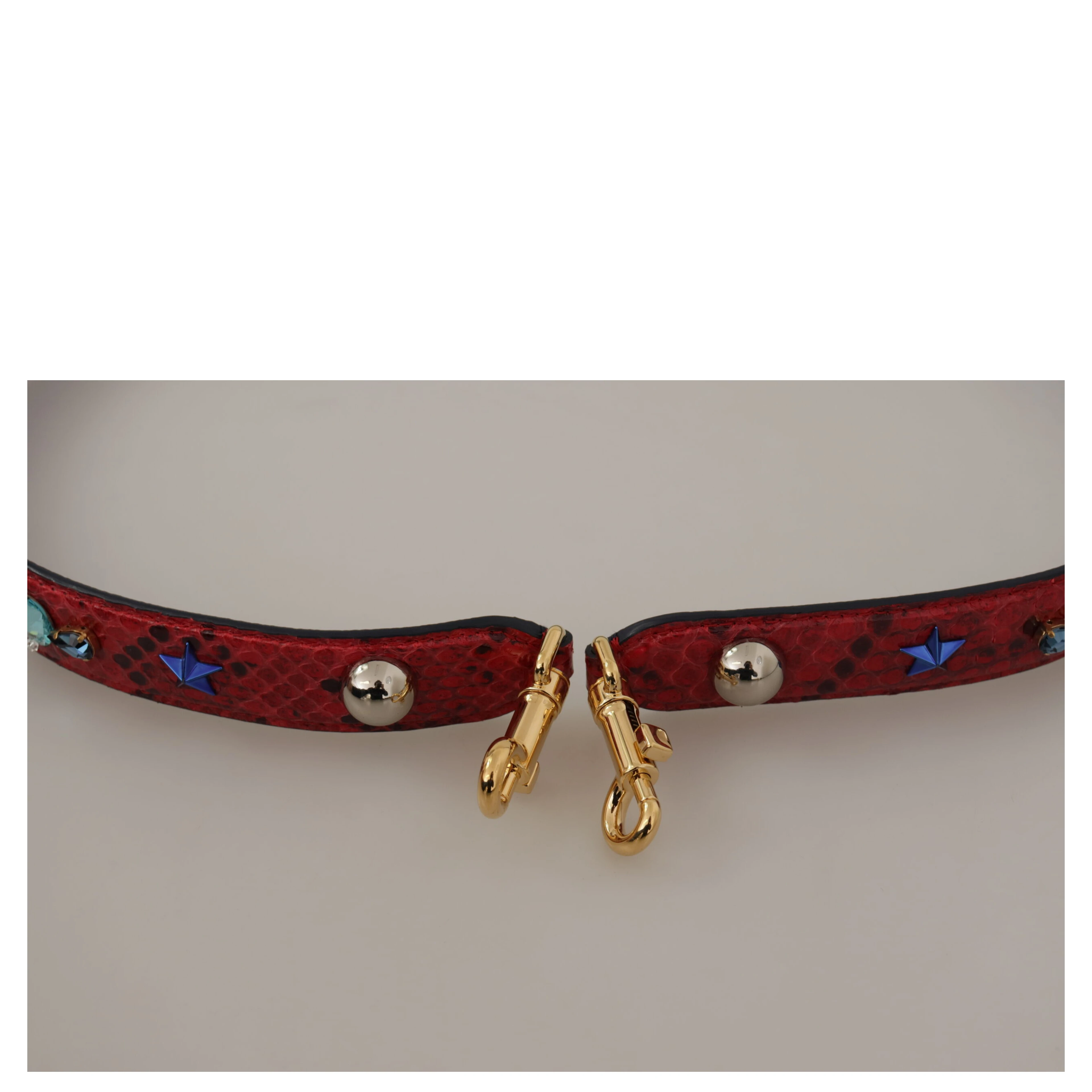 Red Exotic Leather Crystals Shoulder Strap