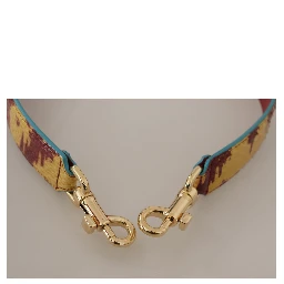 Yellow Red Leather Gold Tone Shoulder Strap