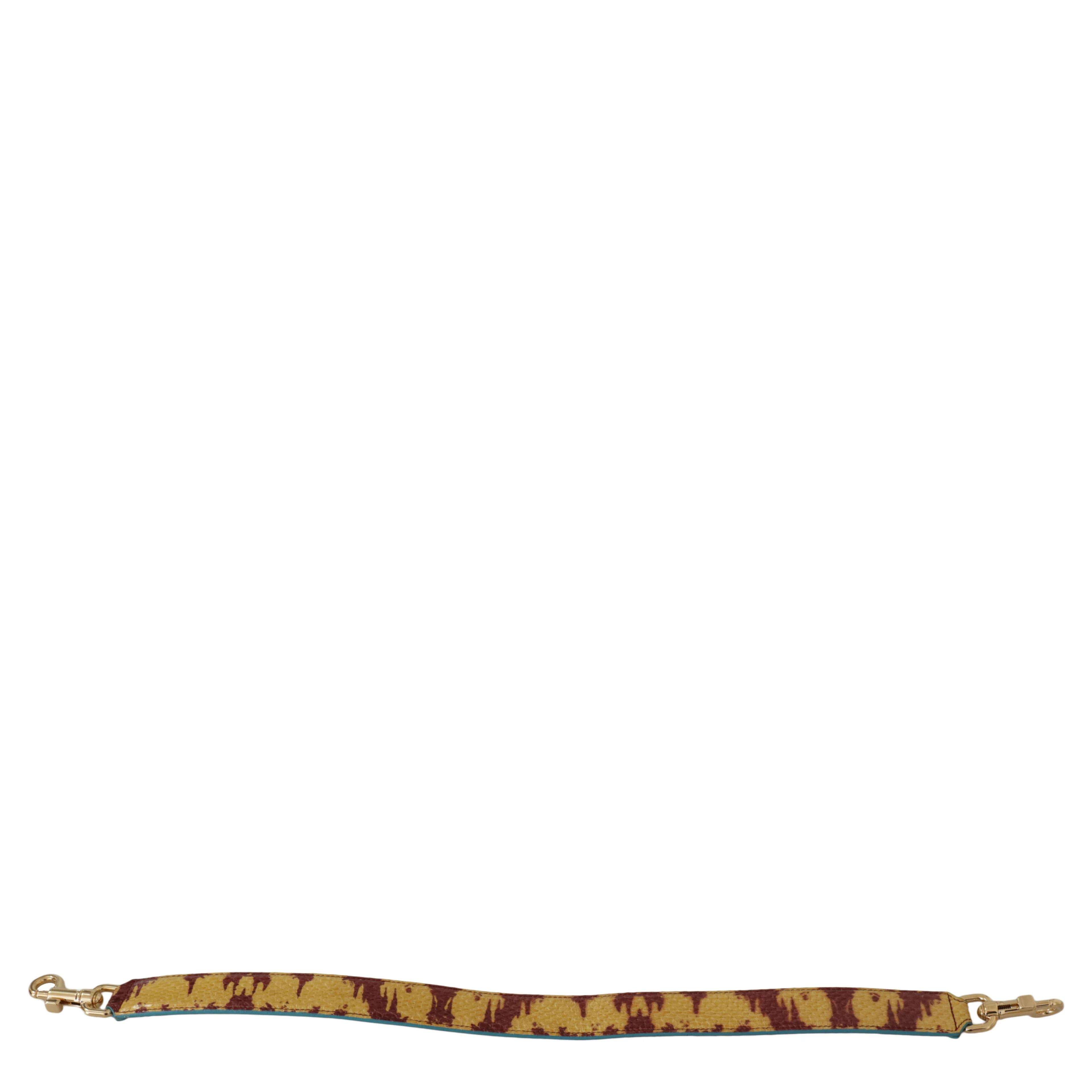 Yellow Red Leather Gold Tone Shoulder Strap