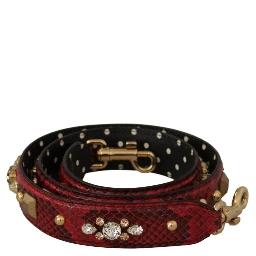 Red Python Leather Crystals Reversible Shoulder Strap