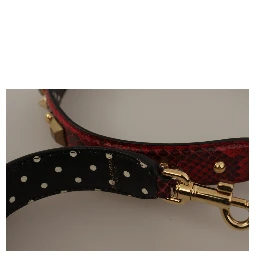 Red Python Leather Crystals Reversible Shoulder Strap