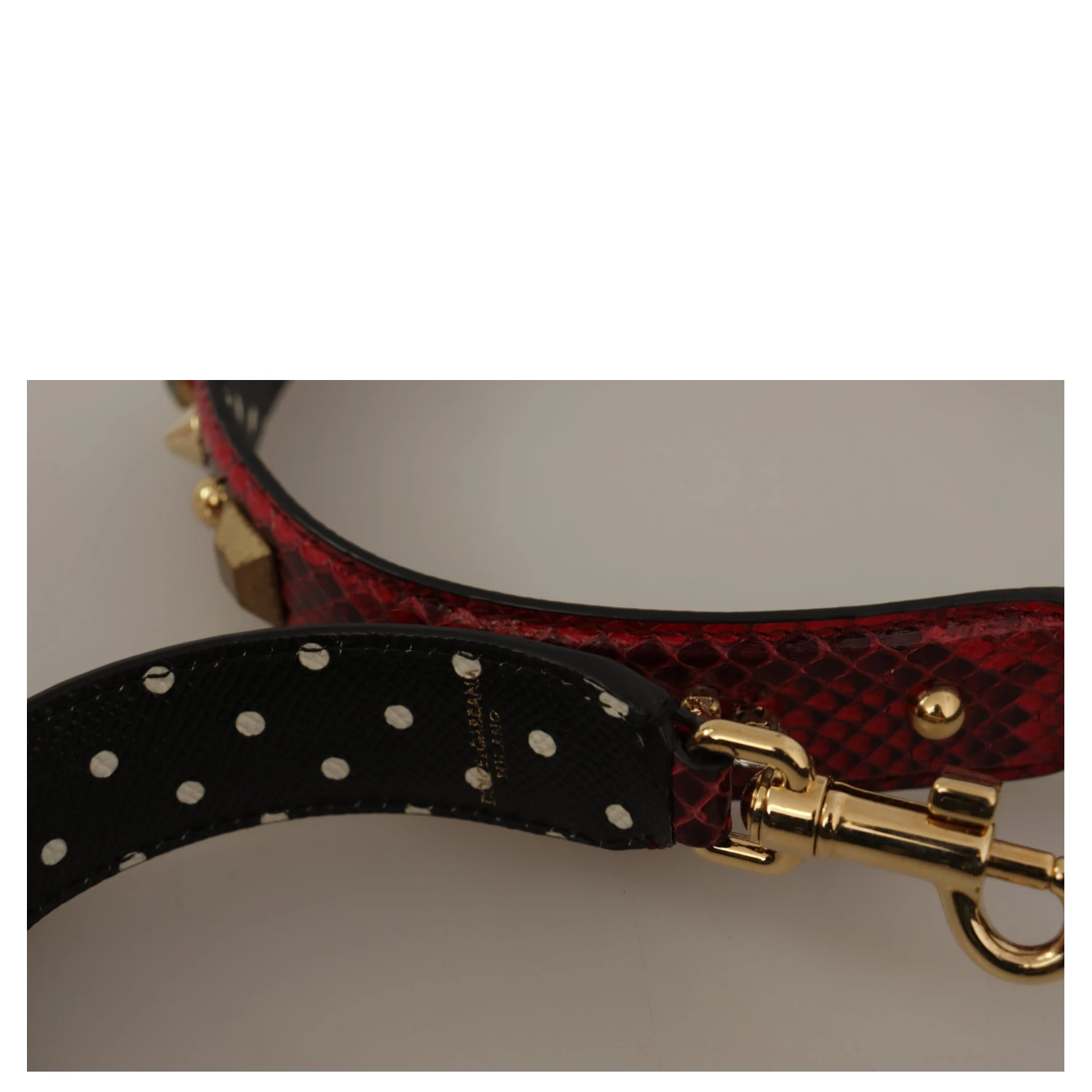 Red Python Leather Crystals Reversible Shoulder Strap