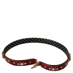 Red Python Leather Crystals Reversible Shoulder Strap