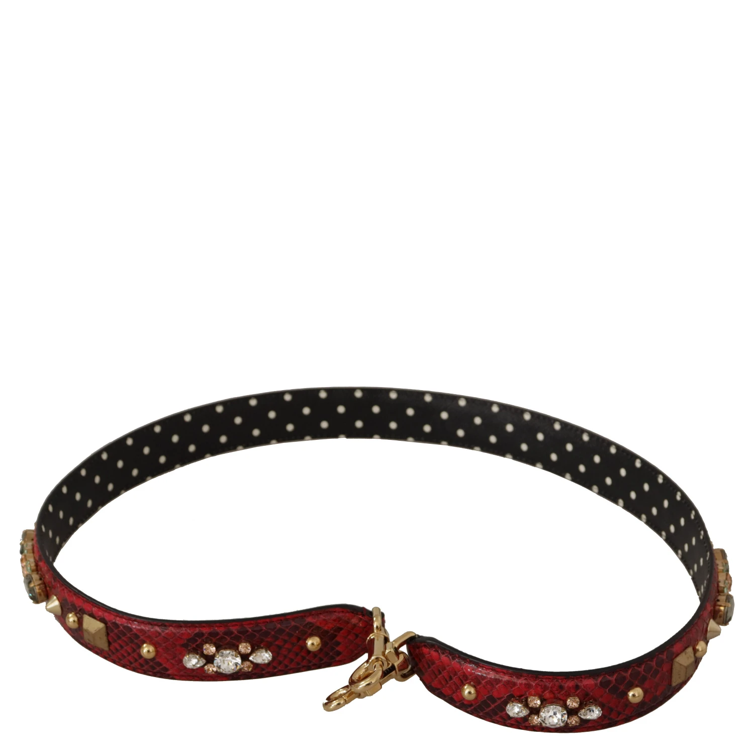 Red Python Leather Crystals Reversible Shoulder Strap