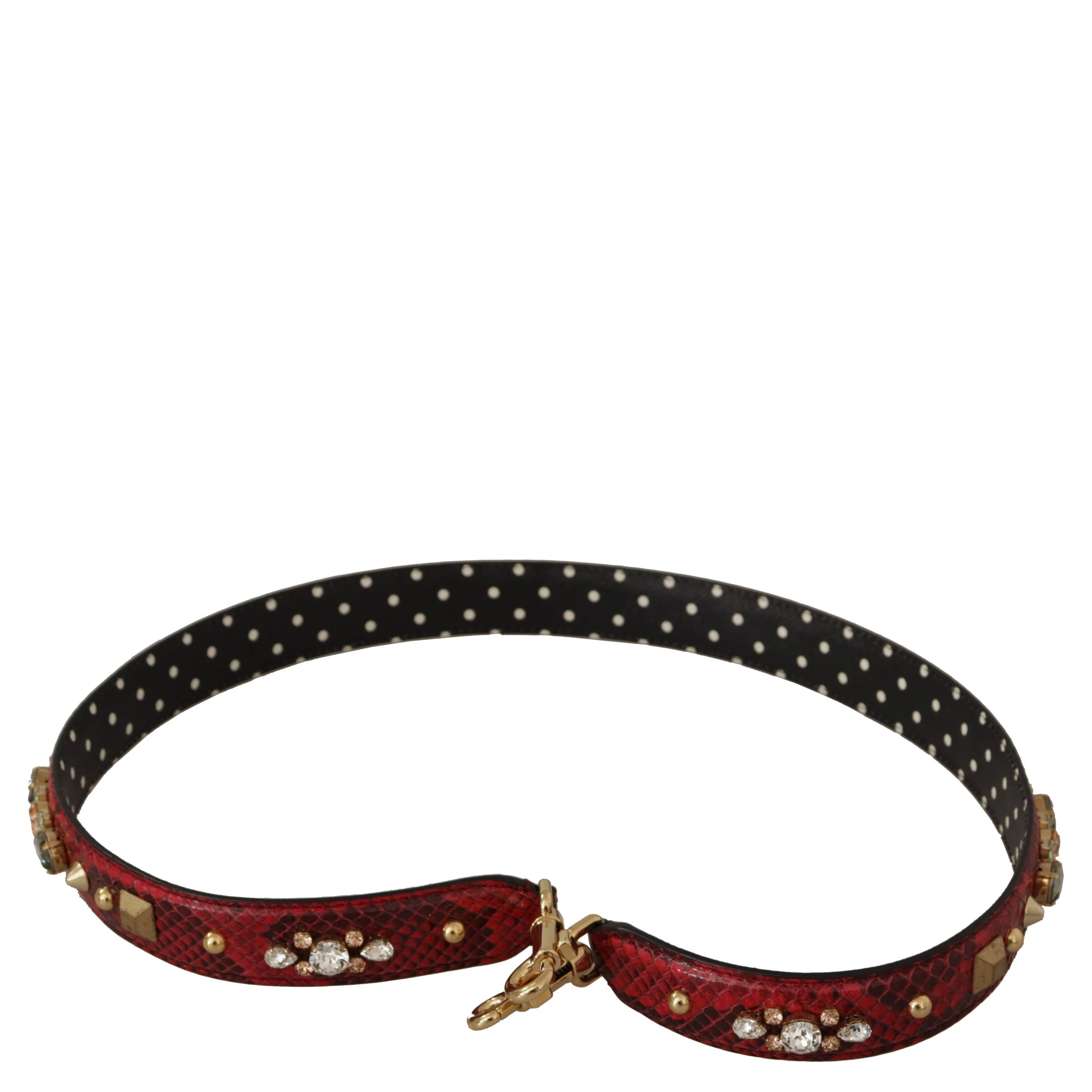 Red Python Leather Crystals Reversible Shoulder Strap