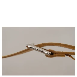 Yellow Leather Silver Tone Logo Metal Buckle Belt