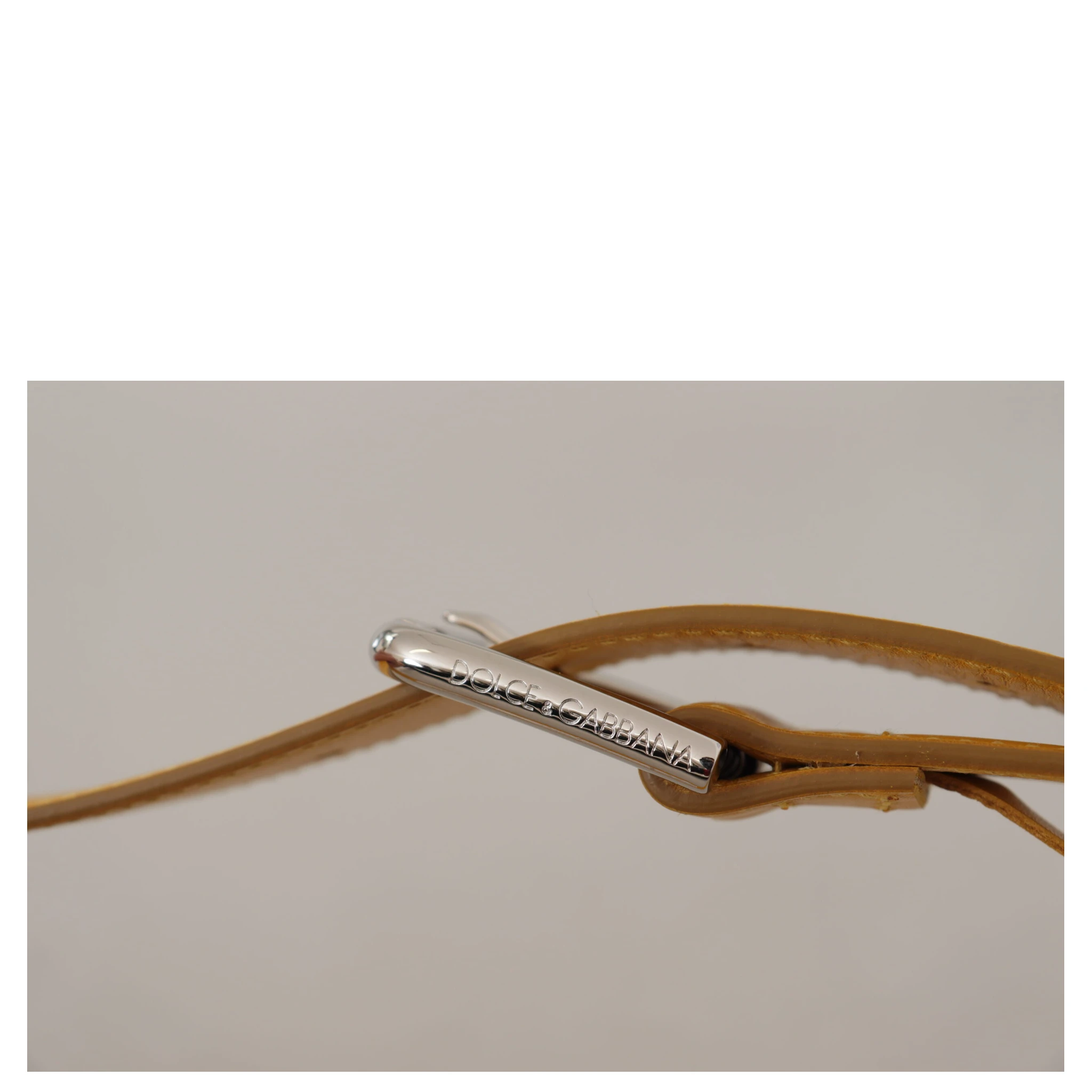 Yellow Leather Silver Tone Logo Metal Buckle Belt