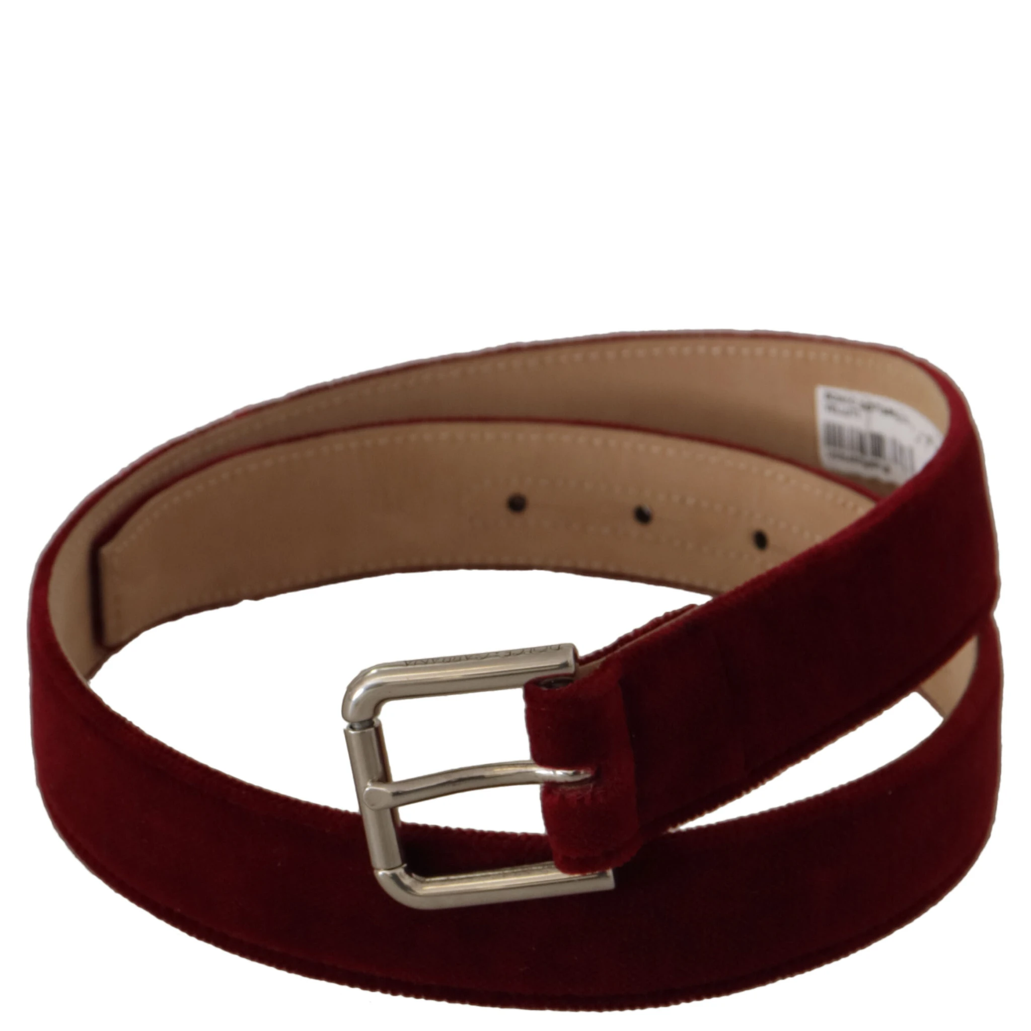 Red Velvet Silver Logo Engraved Metal Buckle Belt