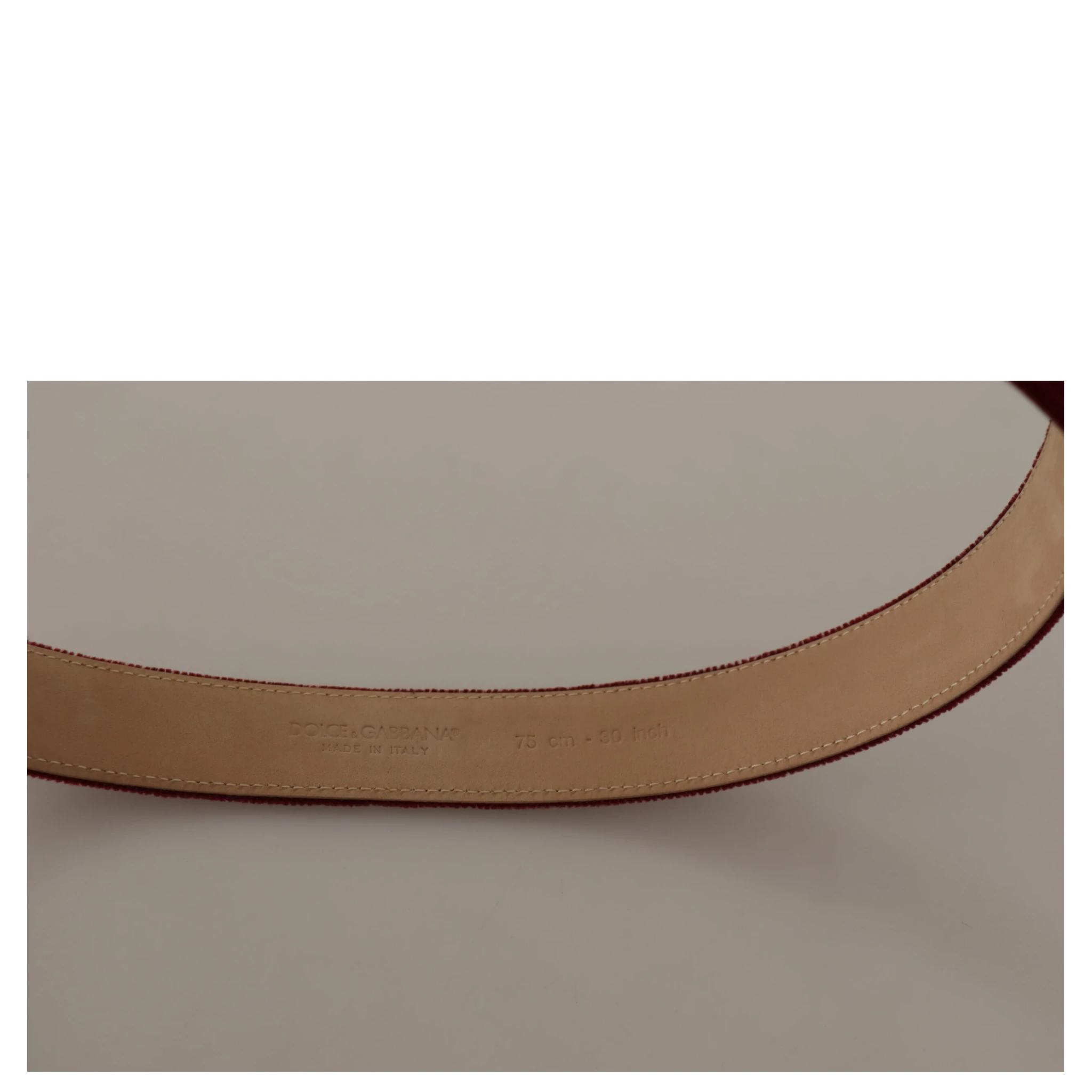 Red Velvet Silver Logo Engraved Metal Buckle Belt