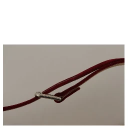 Red Velvet Silver Logo Engraved Metal Buckle Belt