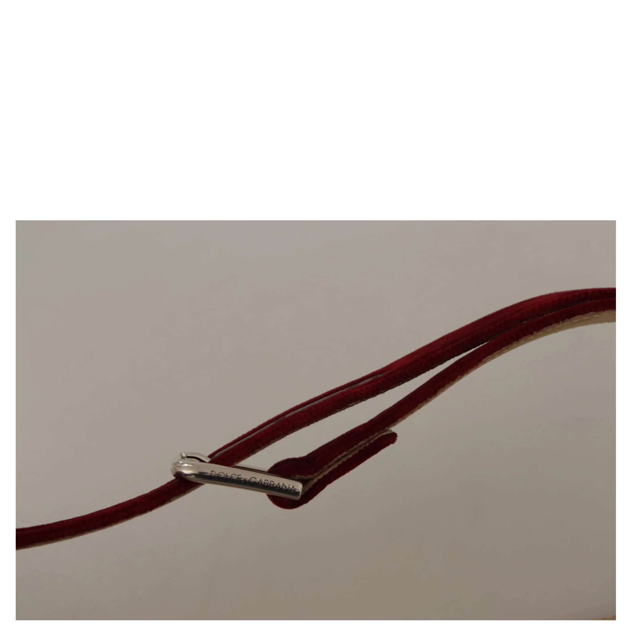 Red Velvet Silver Logo Engraved Metal Buckle Belt