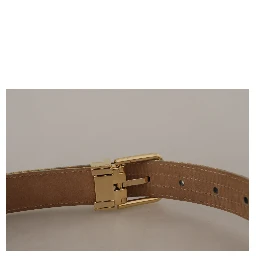 Blue Leather Jacquard Embossed Gold Metal Buckle Belt