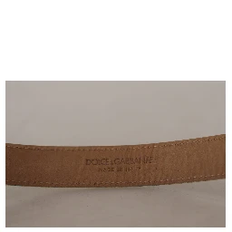 Blue Leather Jacquard Embossed Gold Metal Buckle Belt